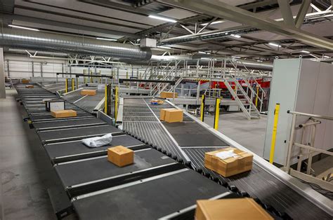 the parcel has been sorted at the sorting center - parcel sorting machine.